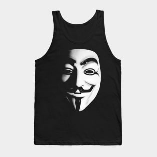 Fawkes Mask (b&w) Tank Top